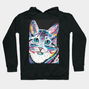 cute Colorful Pop art cat face Hoodie